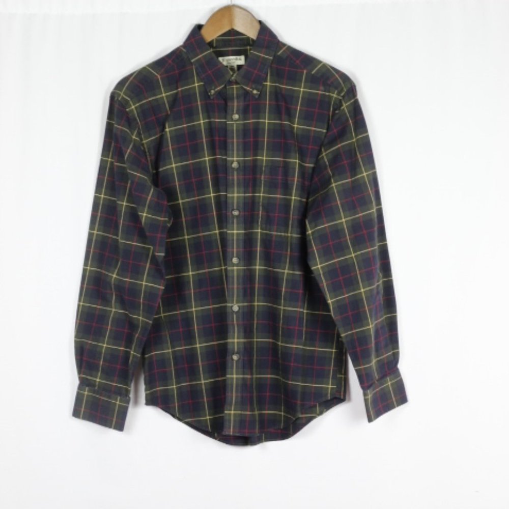 St John's Bay Plaid Multicolor Men's Long Sleeve Dress Shirt Medium 003